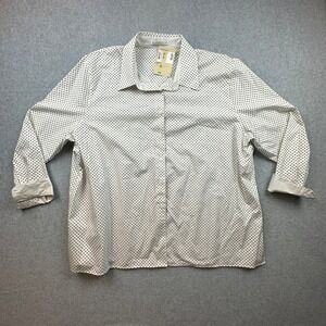 Nordstrom Womens 24W Polka Dot Button Down Shirt White Black 100% Cotton NWT